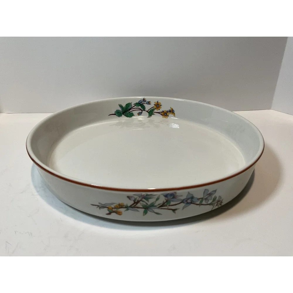 Woodhill Fine Bakeware‎ Round Floral Serving Pie Plate Dish Microwave Oven Safe